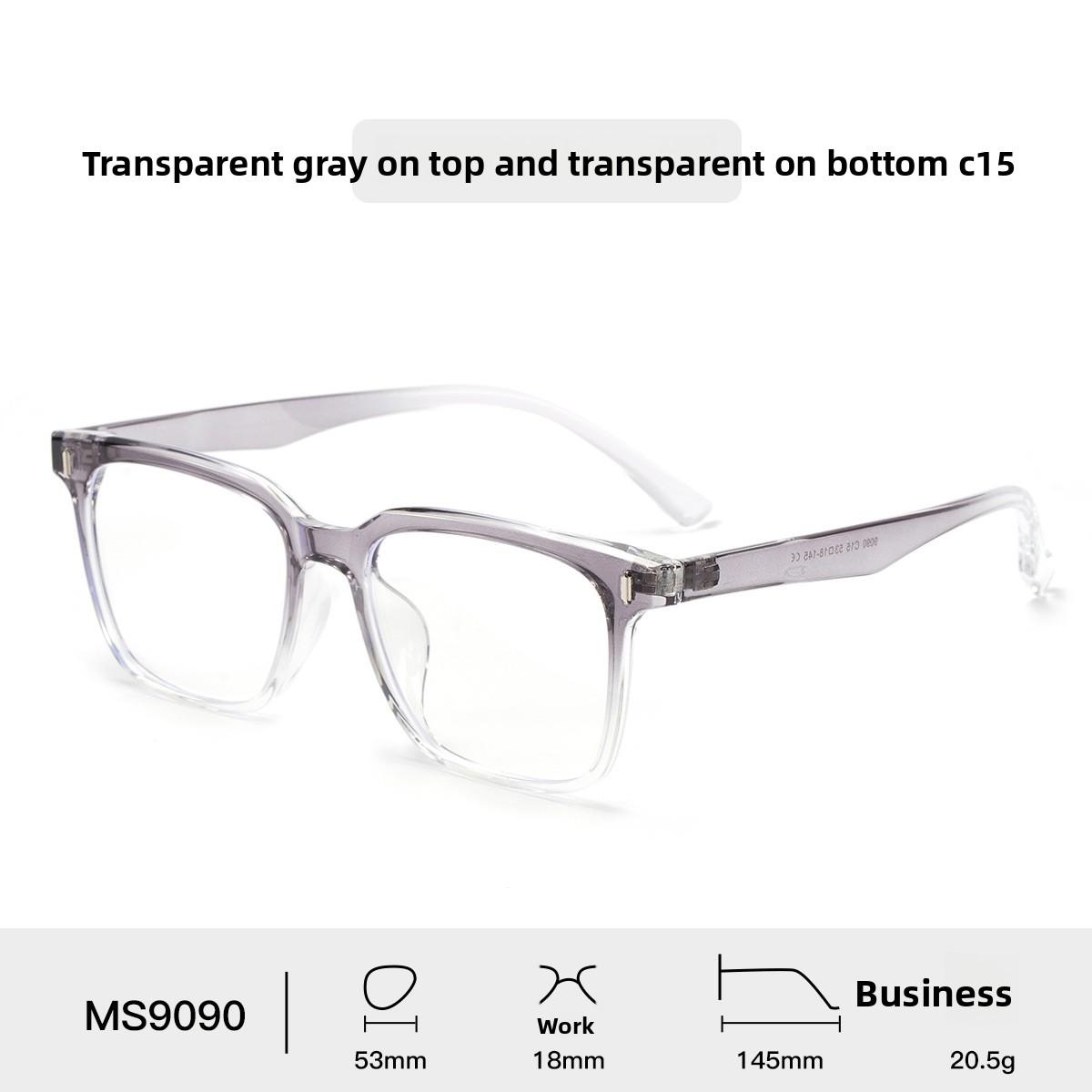 53mm New Square Glasses Frame Men Ultra-light Tr90 Frame Women Myopia Prescription Custom Anti-blue Light Reading Glasses Anti blue light 0