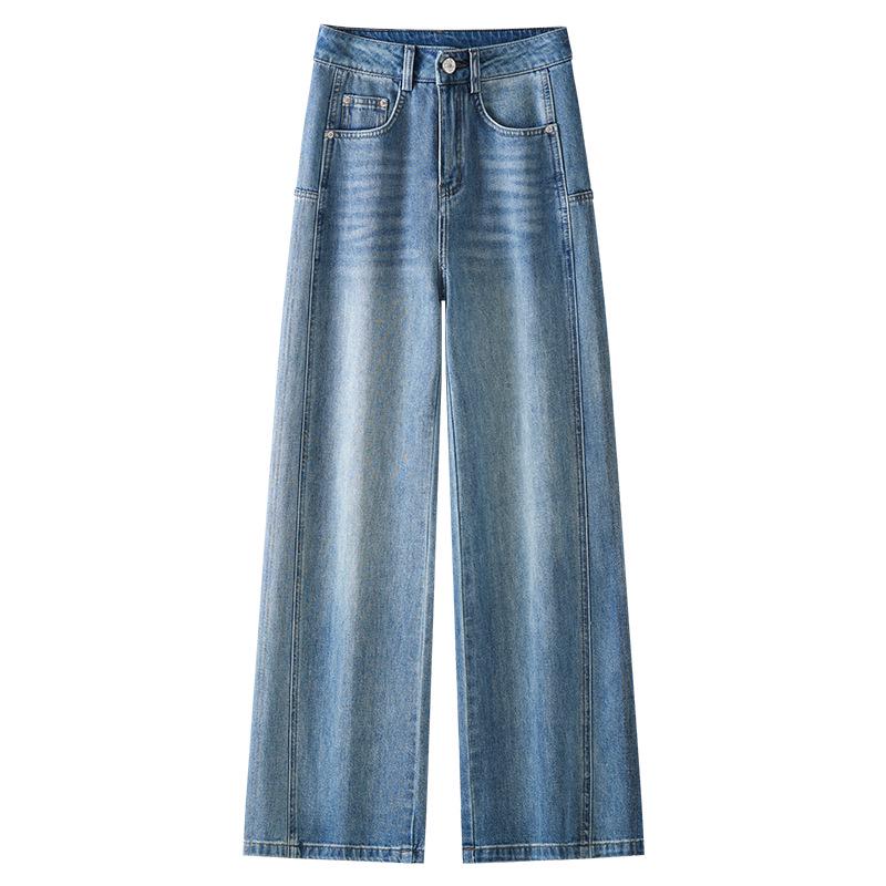 

Spring 2025 Blue Wide-Leg Loose-Fit High-Waisted Jeans 2XL синий