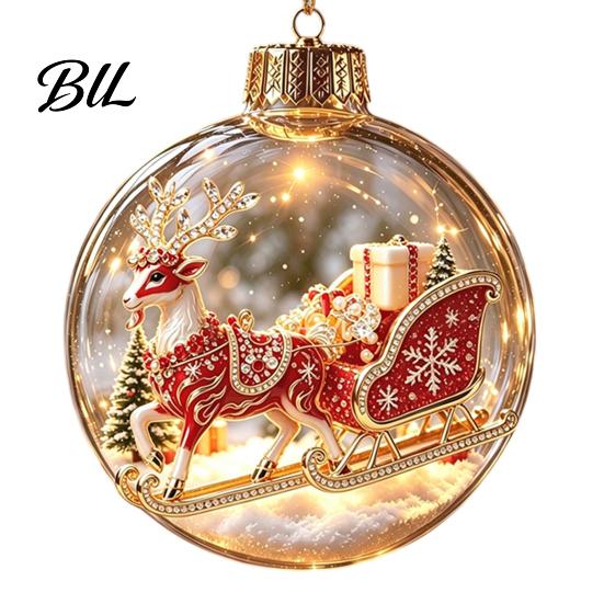 Decorative Hanging Balls Glowing Christmas Story Ornament, Light?Up Mini Holiday Scene Ball with Warm Garden Party Ornaments LED Light, Clear