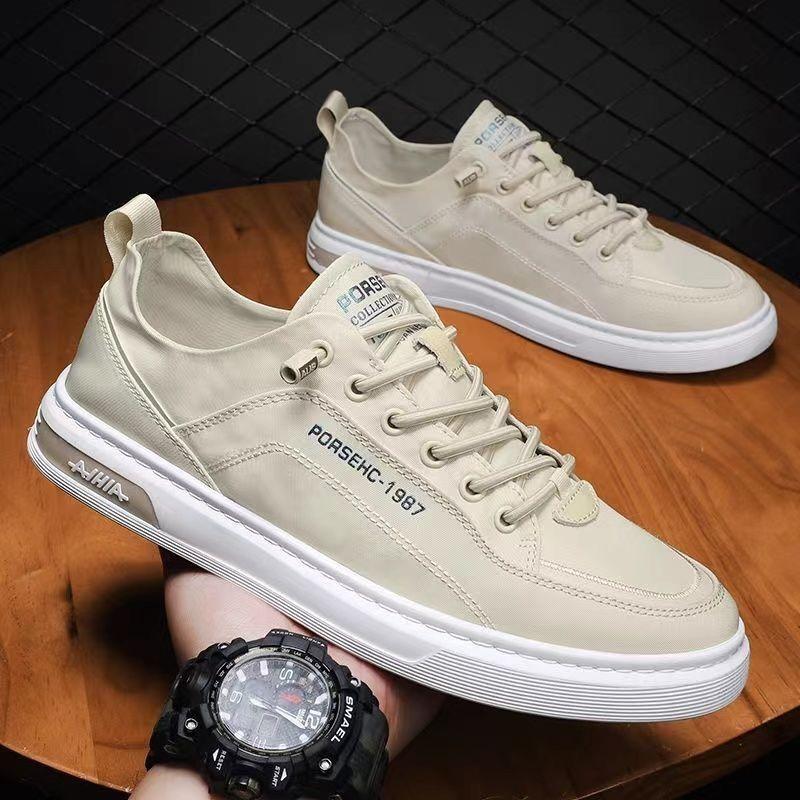 Men's Summer Thin Breathable White Slip-On Canvas Casual Sports Shoes For Work And Leisure.