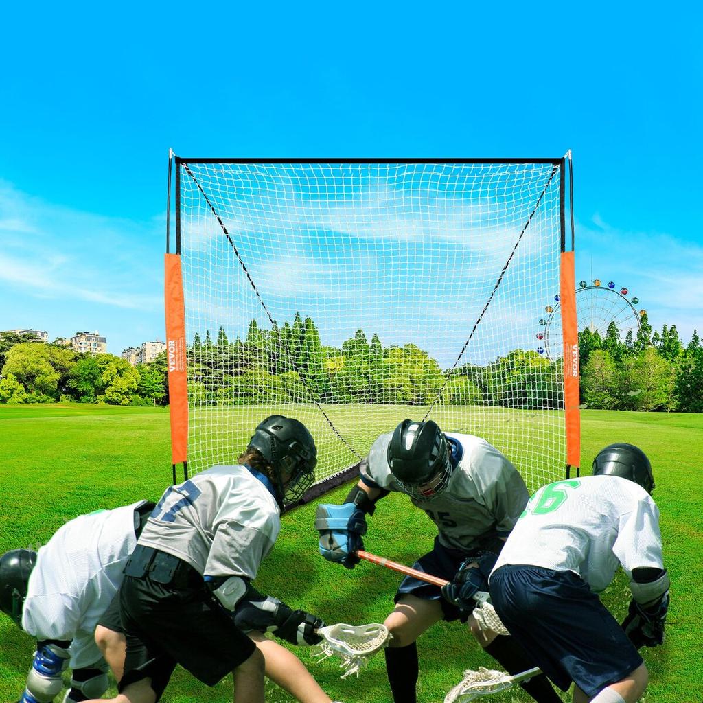 Lacrosse Goal, 6' X 6' Lacrosse Net, Portable Lacrosse Goal with Carry Bag, Fiberglass Rod Backyard Lacrosse Training Equipment, Easy Setup Collegiate