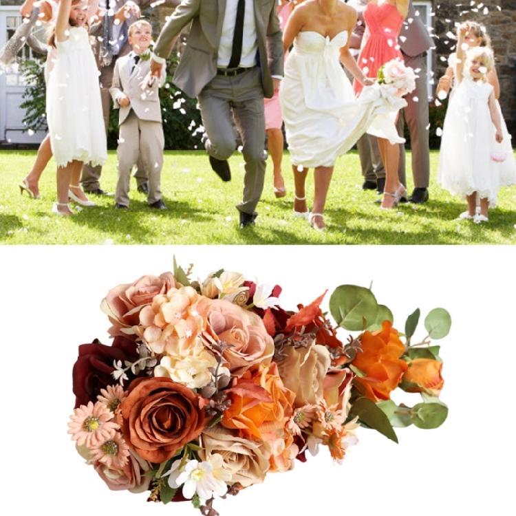 Artificial Rose Faux Bouquet for Bohemian Farmhouse Wedding Champagne Bridal Bouquet Wedding Props