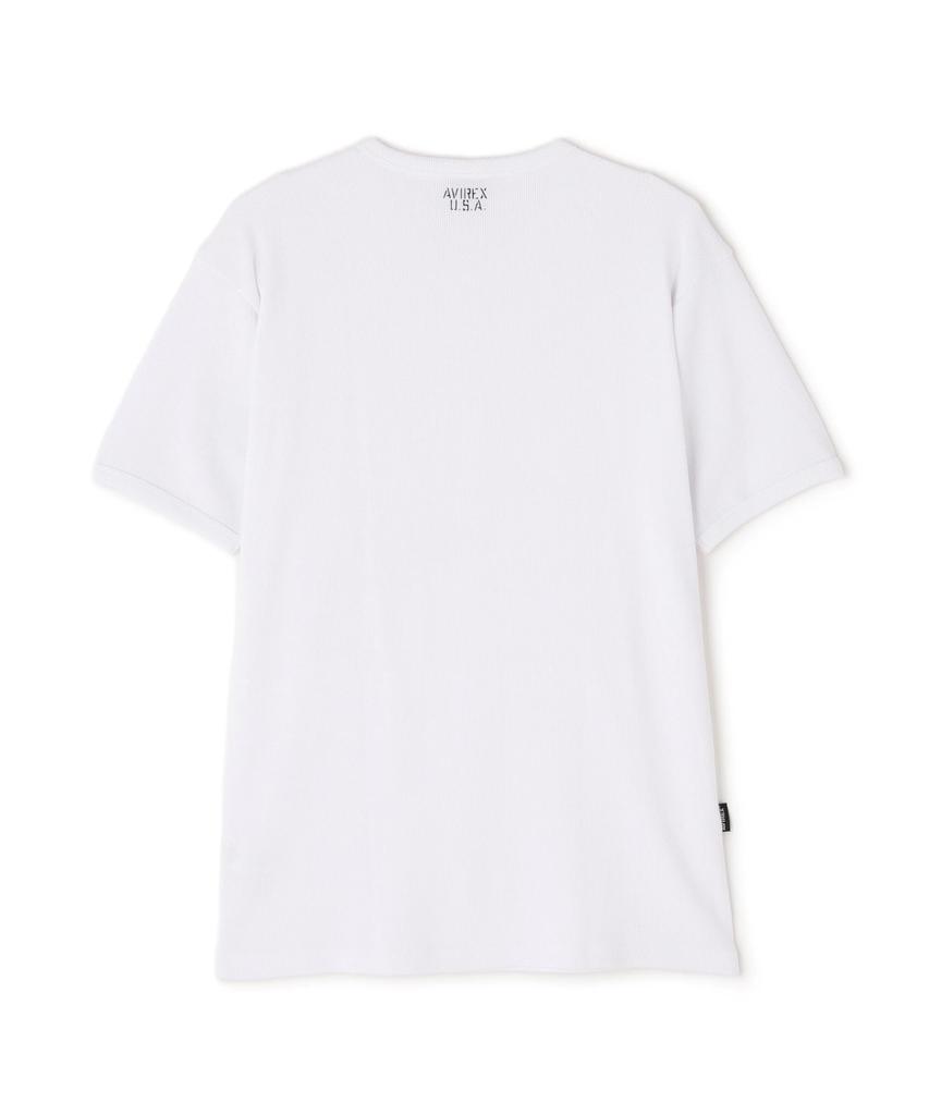 AVIREX DAILY MINI WAFFLE V-NECK T-SHIRT 6143149 men's S white