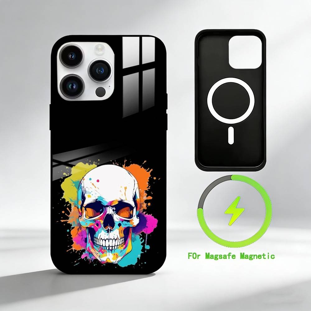 C-Cool Colorful Graffitiy Phone Case For iPhone 17 16 15 14 13 12 Pro Max Plus for Mirror Wireless Magnetic Cover