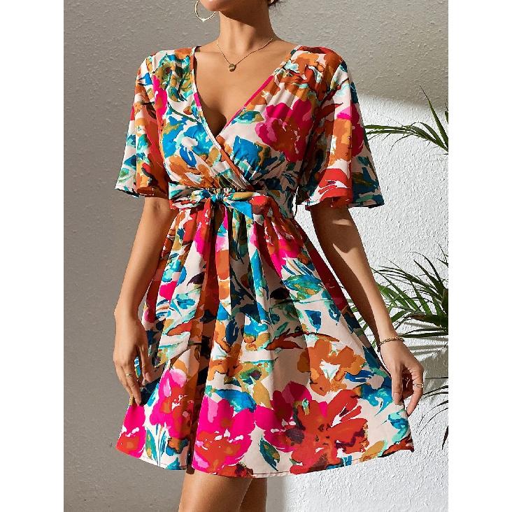 Women'S Short Spring And Summer Styles Sexy Fashionable Casual Vacation Daily Short Sleeved Satin Suspender Dress