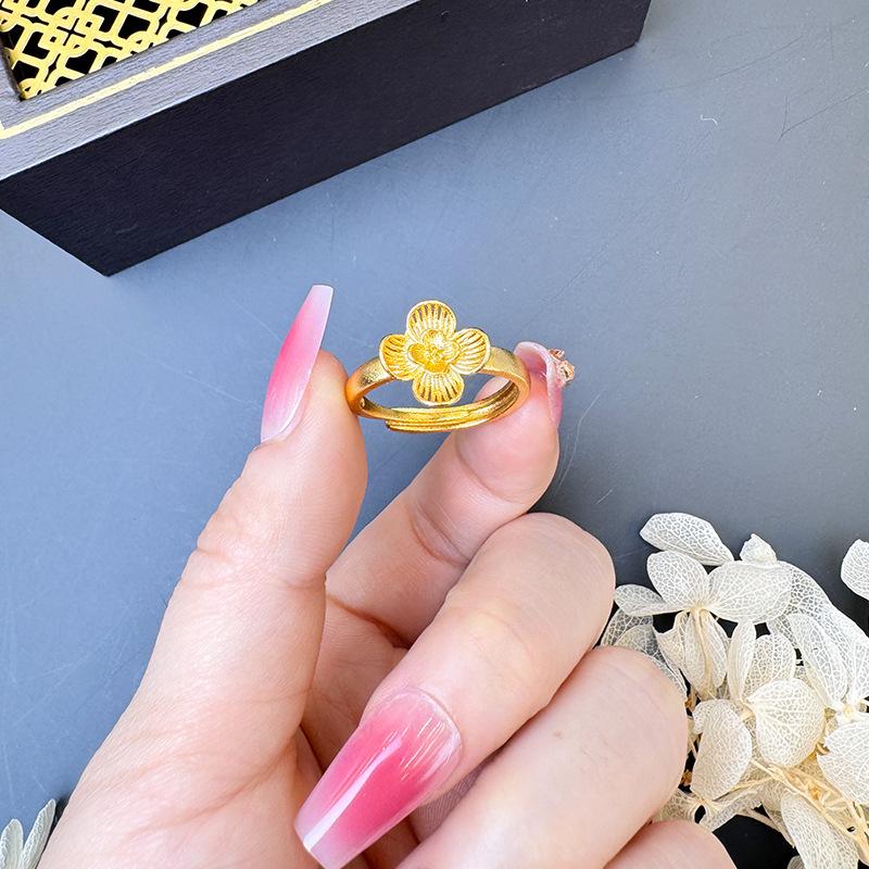 Frosted Ring, Ginkgo Leaf, Flower, National Fashion, Light Luxury Women's Ring, Small, Fresh and Cute