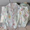 Small Fresh Striped Mikko Summer Short-Sleeved Pajamas Women'S Cartoon Loungewear Cloud Cotton Two-Piece Set