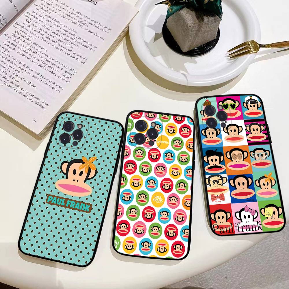 Fashion Logo P-Paul F-Frank Black Soft Phone Case For IPhone 16 15 14 13 11 12 17 Pro Max Mini Plus