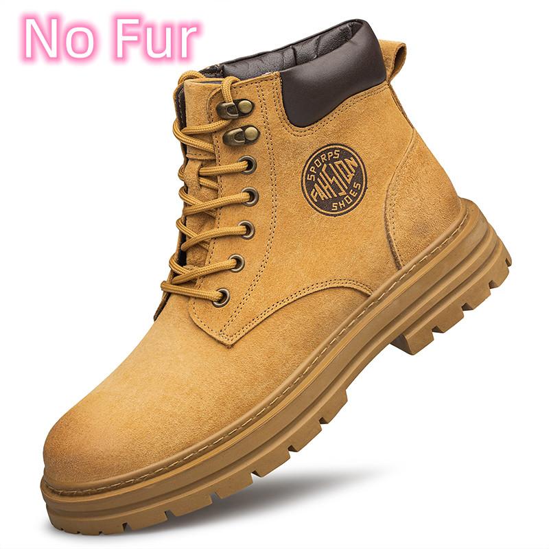 FashionAll-match Man Cotton Platform Shoes Leather Outdoor Snow Botas 2024 New Men's Winter Boots Luxury Brand Motorcycle Ankle Boots
