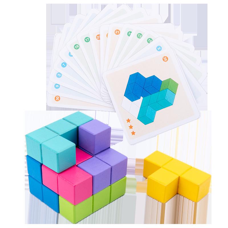 Magic Wooden Puzzle: 4-6 Year Olds' Rubik's Cube & Soma Cube Building Blocks for Spatial Thinking