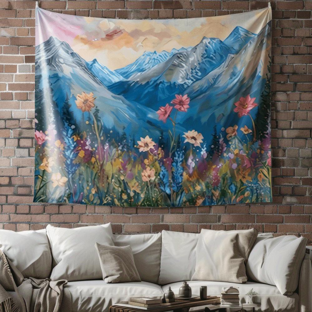 Rural Flower Sea Digital printing polyester wall tapestry suitable for use in living rooms bedrooms offices bars and party