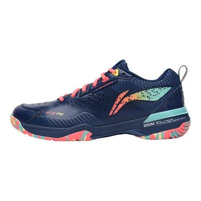 Li Ning Blade Pro Tessuto Pelle Sintetica TPU Antiscivolo Resistente all'Usura Traspirante Scarpe da Badminton Basse Unisex Blu Scuro AYAT005-2