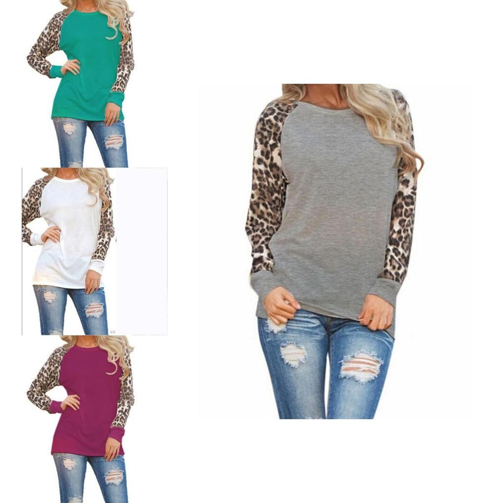 Plus Size Womens Long Sleeve Leopard T Shirts With Loose Casual Fit And Stylish Design
