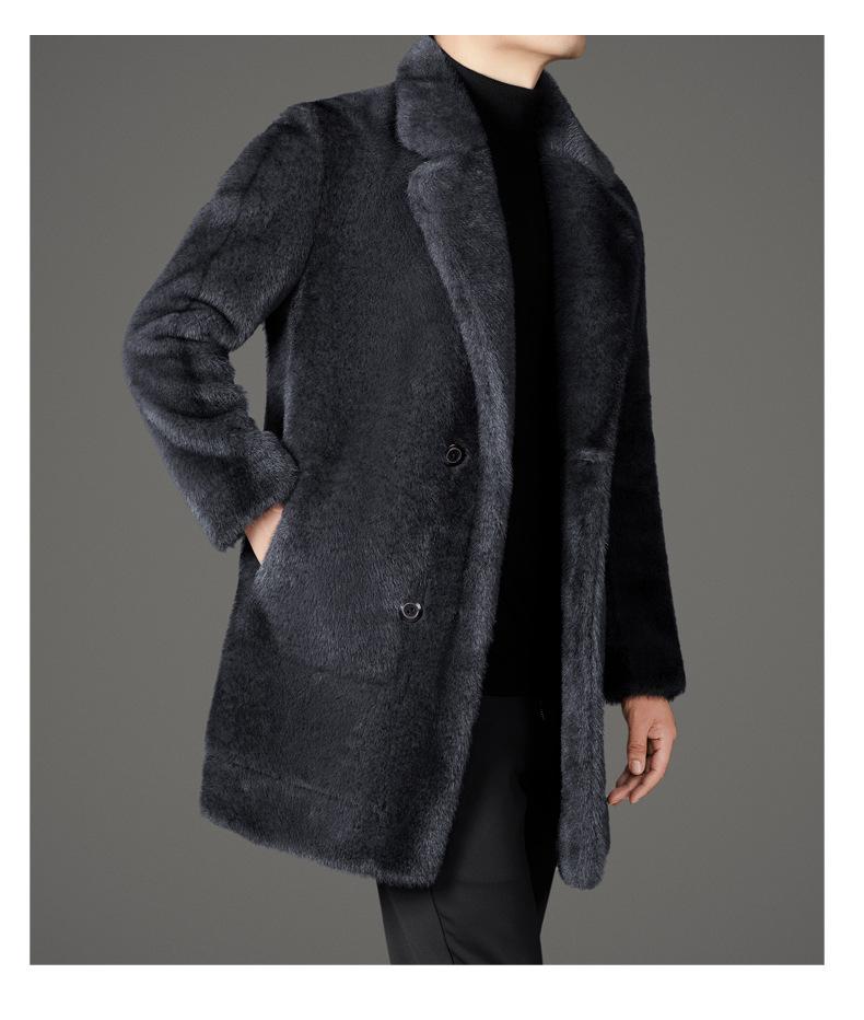 2025 Reversible Sable Fur Mid-Length Men's Coat: Winter Arrivals - Suit Collar, Warm Outerwear for Middle-Aged