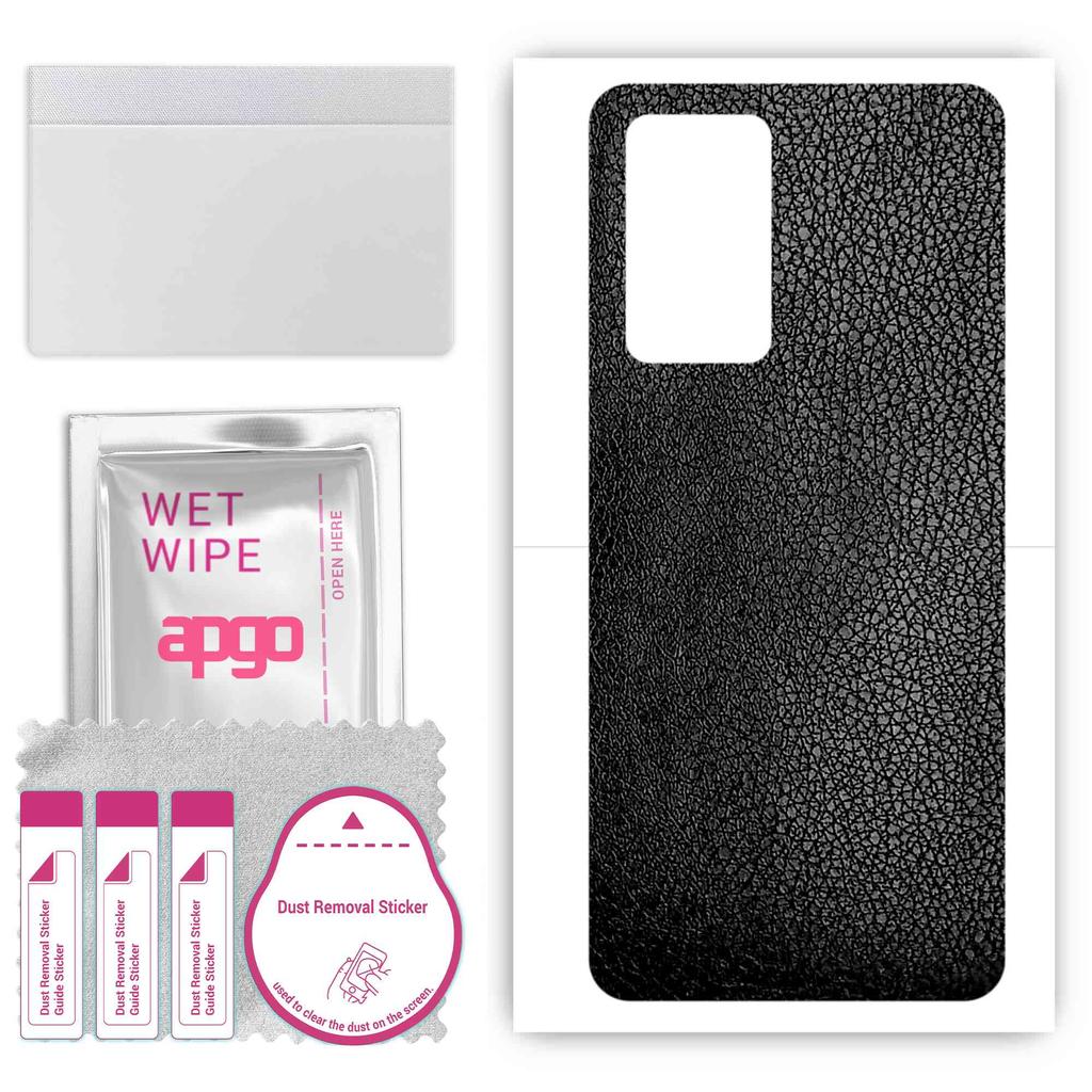 apgo Protective Skin Sticker for the back compatible with Realme GT Neo3 T, Wrap Film, Foil, Vinyl - Pattern Black Leather