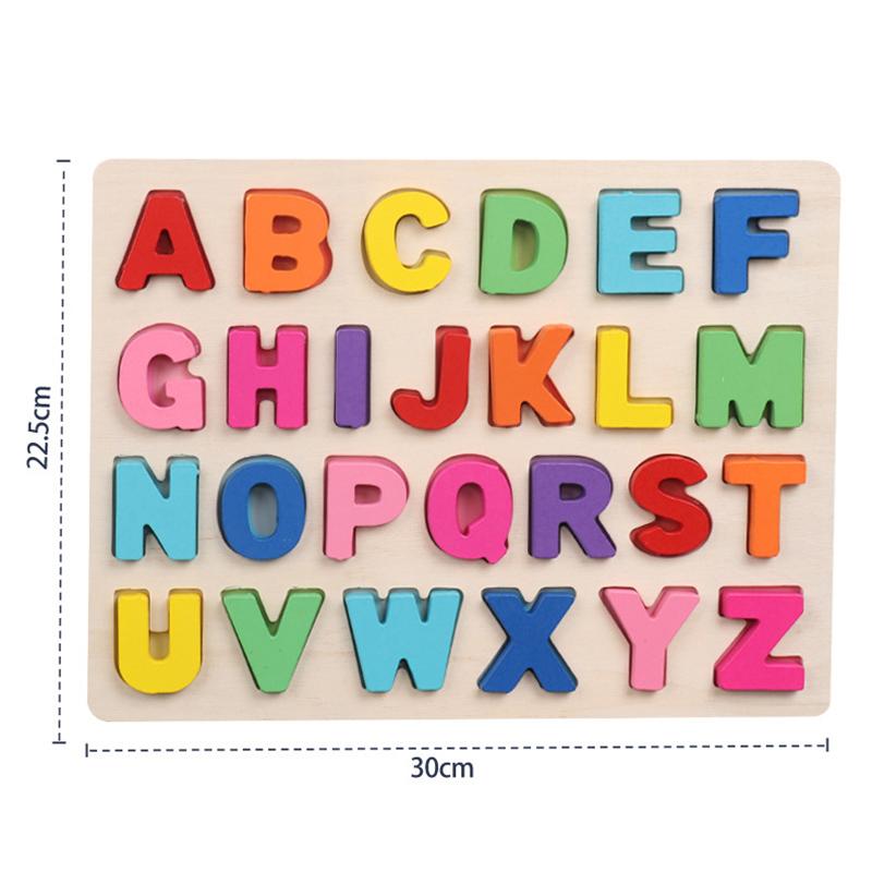 Montessori Toys Math Toys 3D Alphabet Number Wooden Puzzle Toys Baby Teaching Early Learning Educational Toys for Kids Toddler