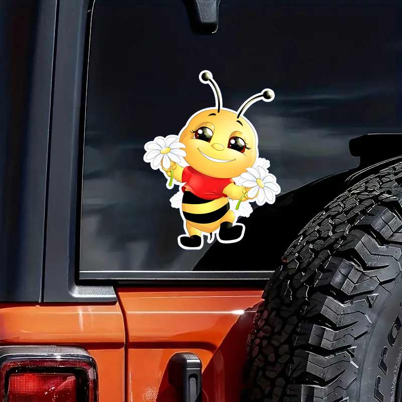 Cute Little Bee Cartoon Insect Car Stickers Waterproof Vinyl Decals Auto Body Window Decor Motorcycle Helmet Stickers M461