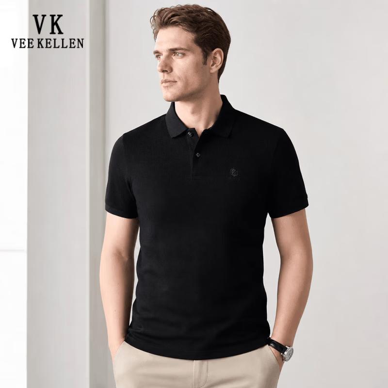VEE KELLEN Men s Pure Cotton Short Sleeve Polo Shirt M чёрный