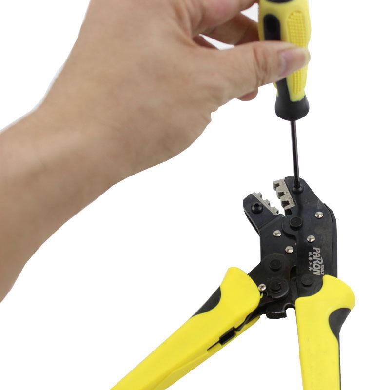 Ratchet Terminal Crimper Set with Multi-die, Power Cord, and Canvas Sleeve for Wire End Terminals and Plugs