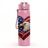 1PC Eagle American Heart Flag 750ml Color Plastic Sports Water Bottle Leakproof Flip Straw Lid Suitable for Sports Office Home Use