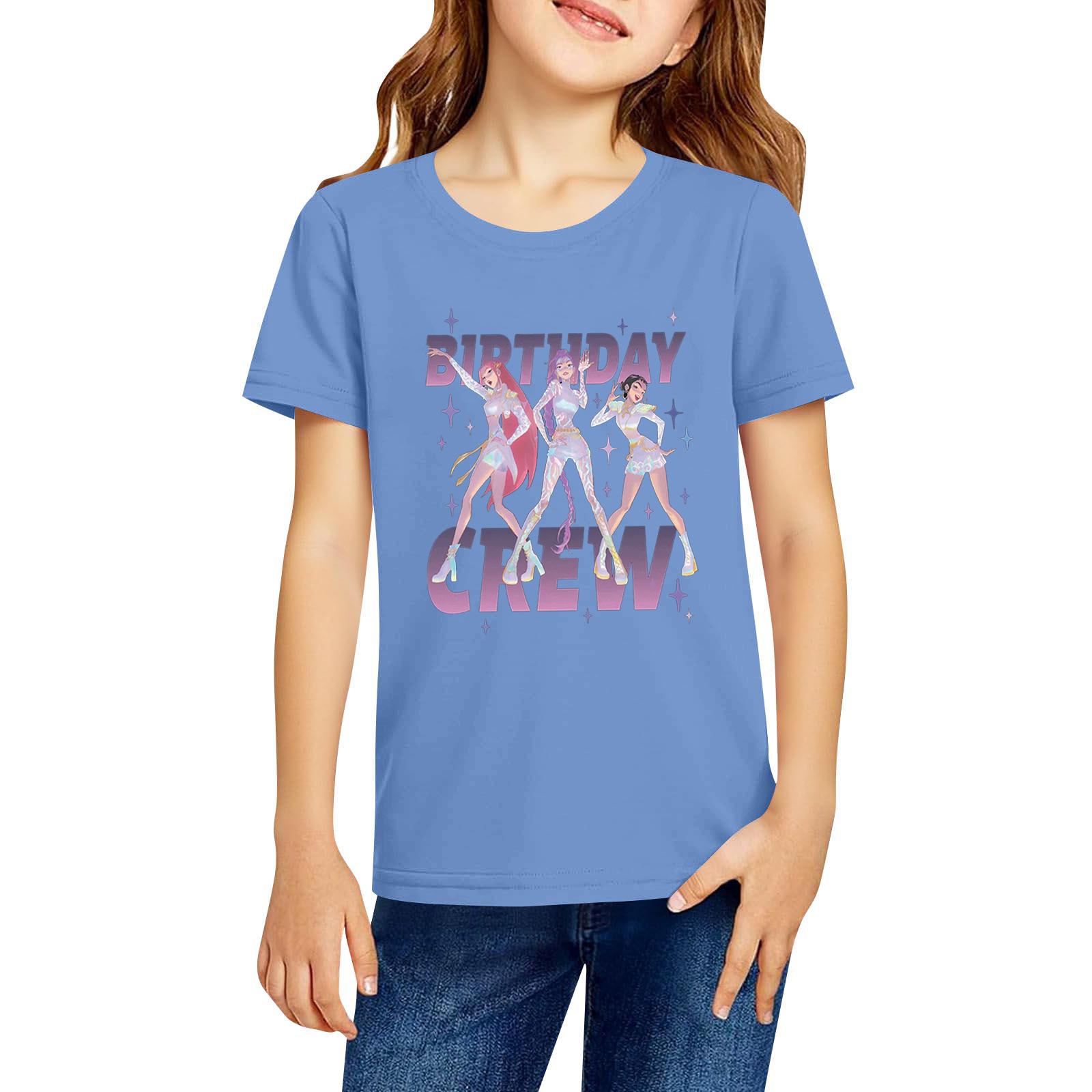 

Модная рабочая одежда с короткими рукавами и круглым вырезом, топы с принтом для детских летних топов 140