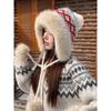 56cm to 58cm Head Circumference Fluffy Knitted Hat Ear Protection Hat  Cold Weather
