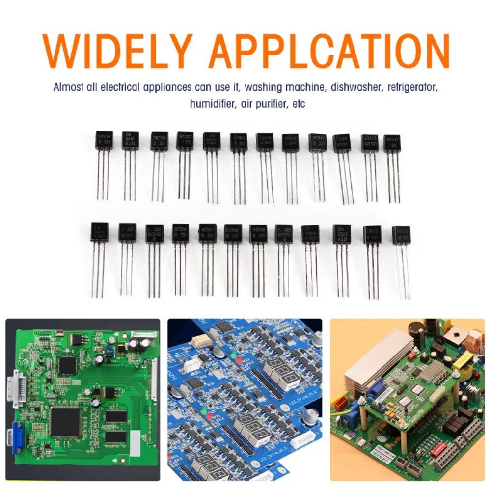 50-900PCS Transistors Kit NPN PNP S8050 S8550 S9012 2N3904 2N3906 C1815 A1015 MJE13001 BC327 BC337 BC517 BC547 BC548 BC549 BC558