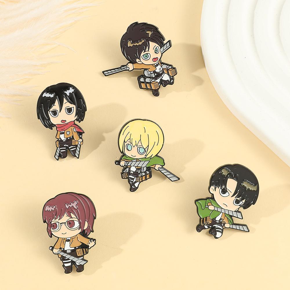 1 Set Metal Cartoon Character Avatar Attacks Giant Anime Peripheral Creative Versatile Accessories Brooch Gift Anime Cartoon Toy