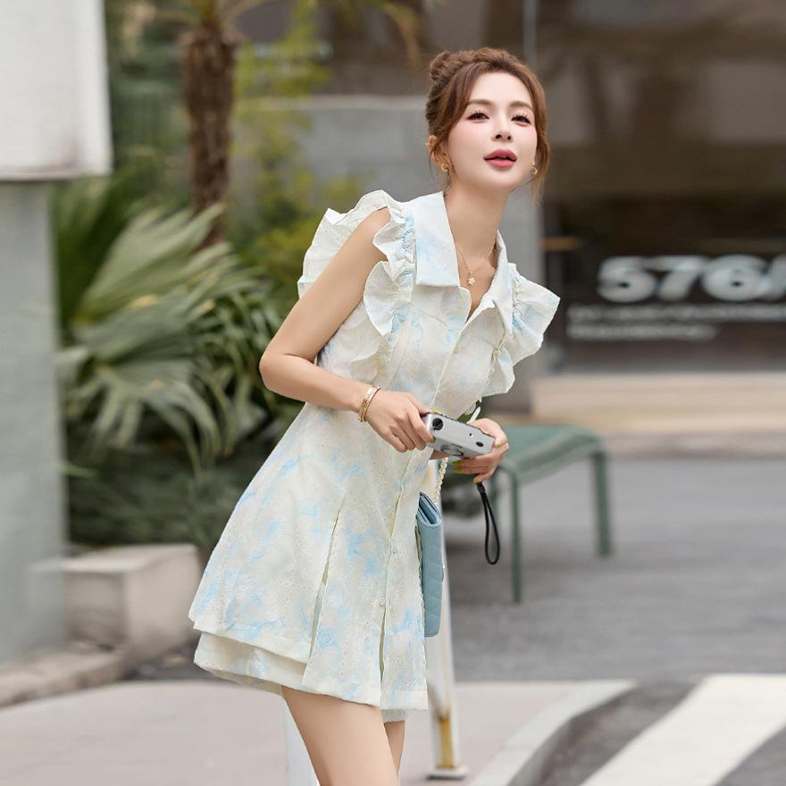Set summer new fashion temperament thin design sense small shorts two-piece set