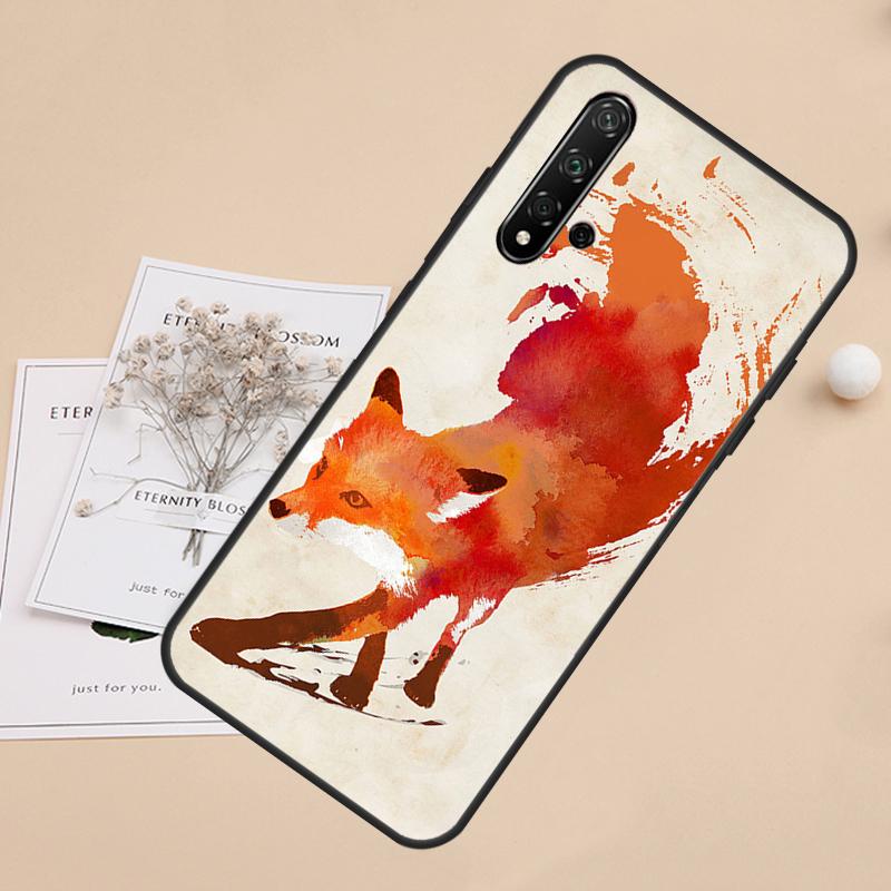 Watercolor Painting The Fox For Huawei Nova 12i 11i 8i 7i 3i 9 10 SE Y60 Y61 Y70 Y72 Y73 Y90 Y91 P20 P30 P40 Lite Case