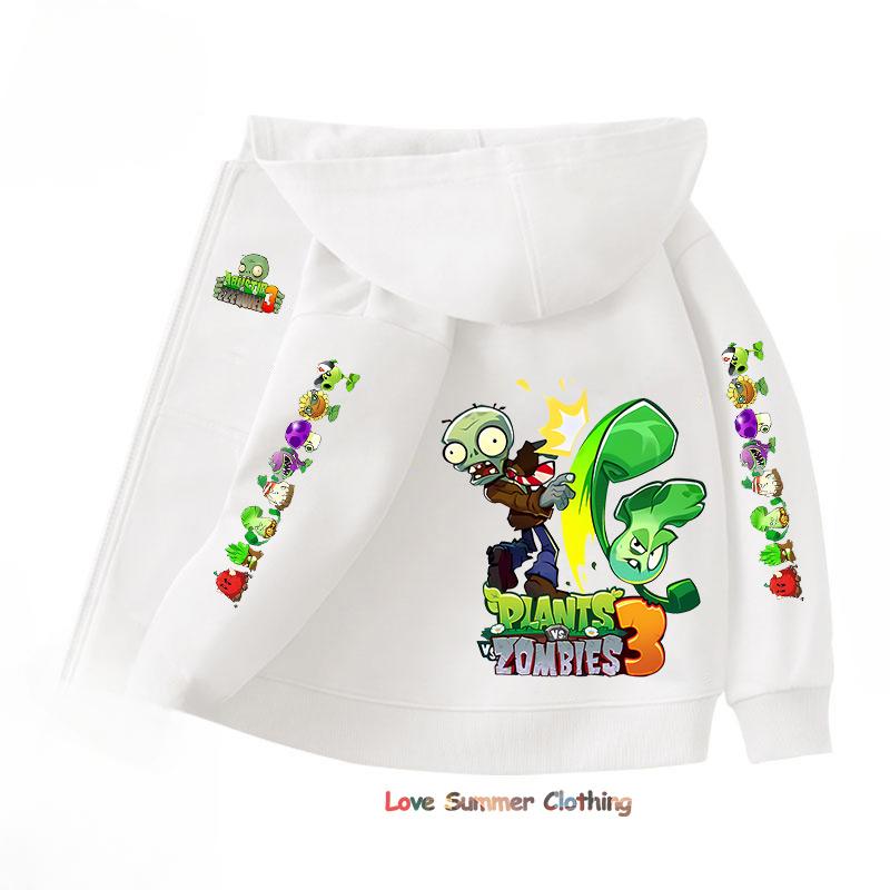 Zombies Zip Up Hoodie Kawaii Kinder Streetwear Pflanzen Kinder Hoodie Zombies Reißverschluss Kinder Sweatshirt Kind Mädchen Junge Top Kapuzenpullover