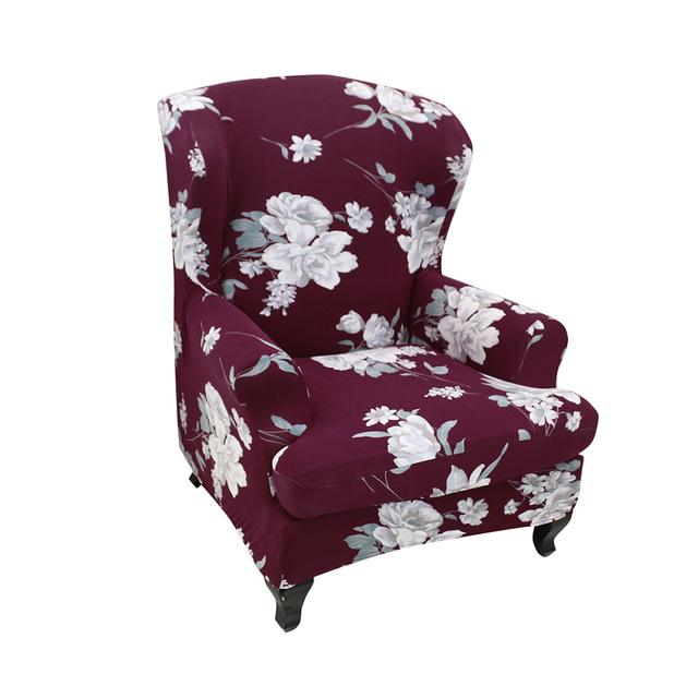 Elastischer Sesselbezug, bedruckt, für schräge Armlehnen, King-Back-Stuhlbezug, Stretch-Schonbezug, De Sillon Wingback-Stuhlbezug