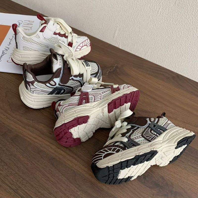 Children's Shoes Spring and Autumn New Fashion Non-slip Sneakers Boys and Girls Mesh Breathable Dad Shoes 1-3 Years Old Classmates