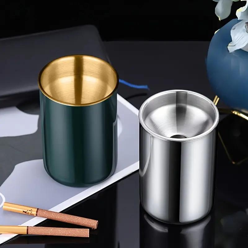 Stainless Steel Ashtray - Smokeless, Spill-Proof Design for Indoor & Outdoor Use, Easy-Clean Odor-Resistant Surface