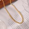 18K Gold-Plated Tassel Necklace & Bracelet Set with Inlaid Diamonds