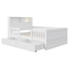 Wooden Bed 90 x 190 cm, USB and Type-C Combo Socket, LED Light, Headboard with Storage Function, Children's Bed, Multifunctional Bed, Pine Wood, White