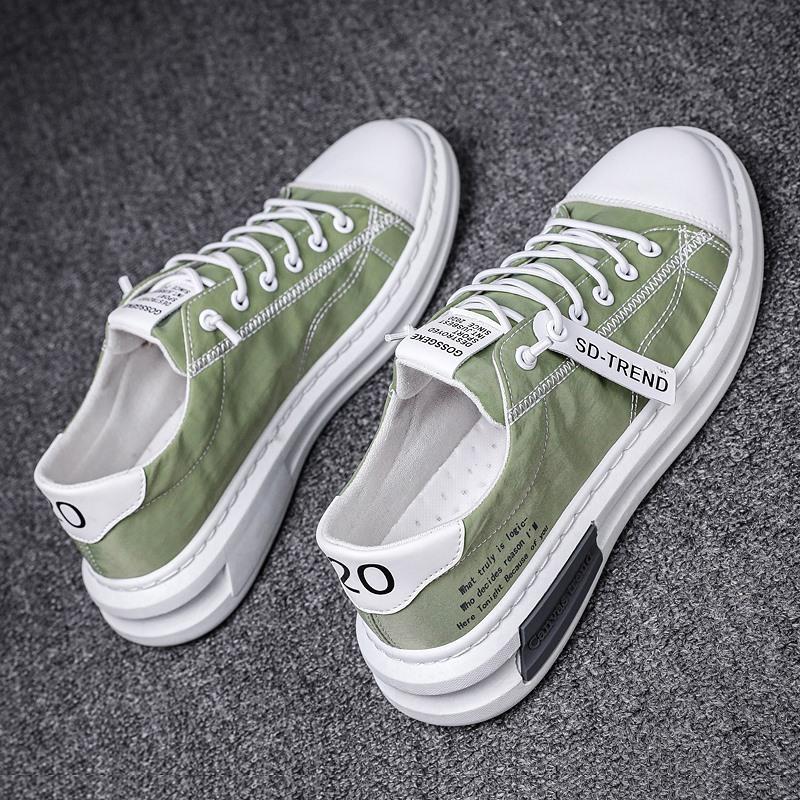 Spring Men's Shoes Breathable Ice Silk Canvas Trendy Shoes Quick-drying Cloth Shoes One Pedal Lazy Driving Men's Internet Celebrity Board Shoes