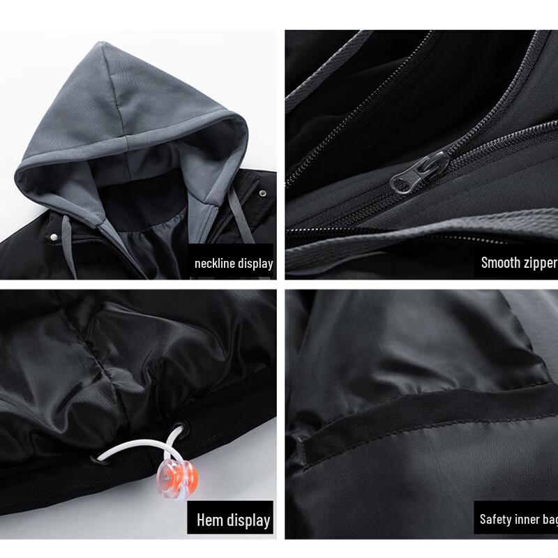 JEANSWEST Unisex Faux Two-Piece Hooded Puffer Jacket