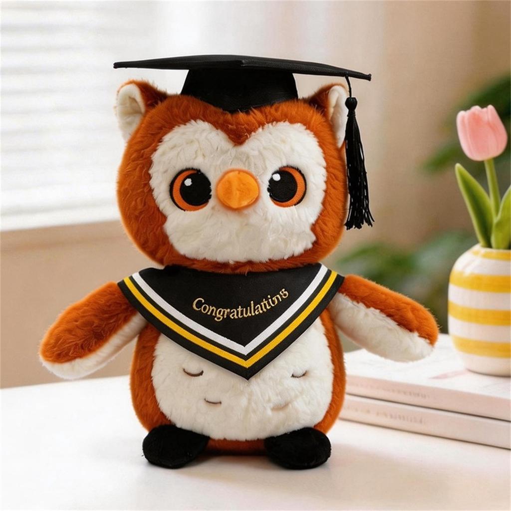 Peluche Civetta di Laurea Morbido Peluche con Cappello e Fascia di Congratulazioni per Regalo Laureato Scolastico