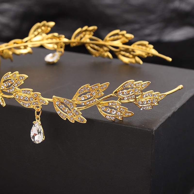 Luxury Rhinestone Tiaras Headbands for Women Leaf Crystal Crown Headdress Bridal Wedding Hair Jewelry Accessories