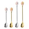 Sakura Cherry Blossom Spoon 304 Stainless Steel Long Handle Coffee Dessert Drink Stirring Spoon Cute Scoop for Milk Tea