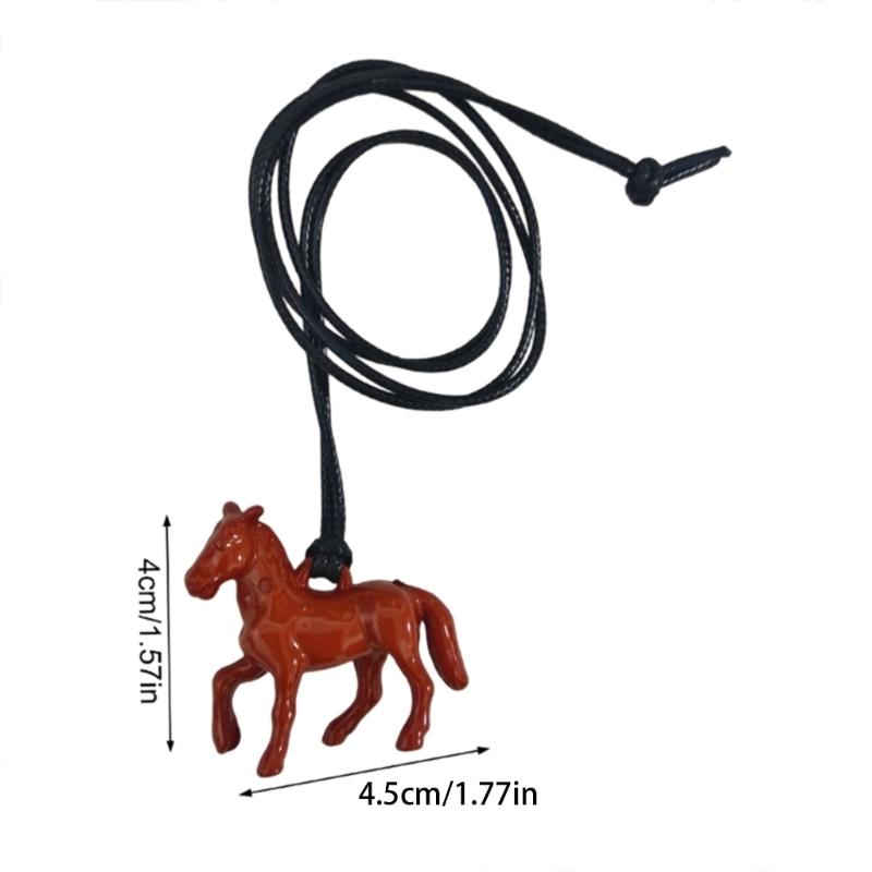 Fashionable Accessory Horse Charm Necklace Bright Acrylic with Adjustable Leather Rope Neck Accessory for Gifting