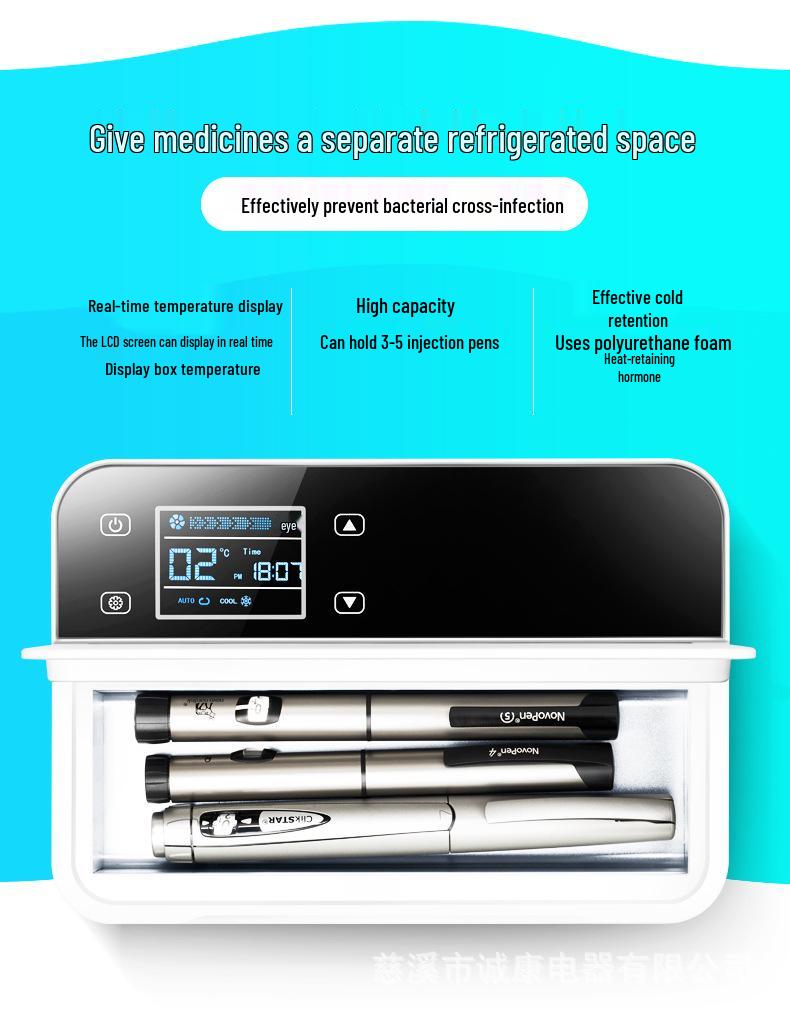 Portable Mini Insulin Refrigerator with Rechargeable Temperature Control