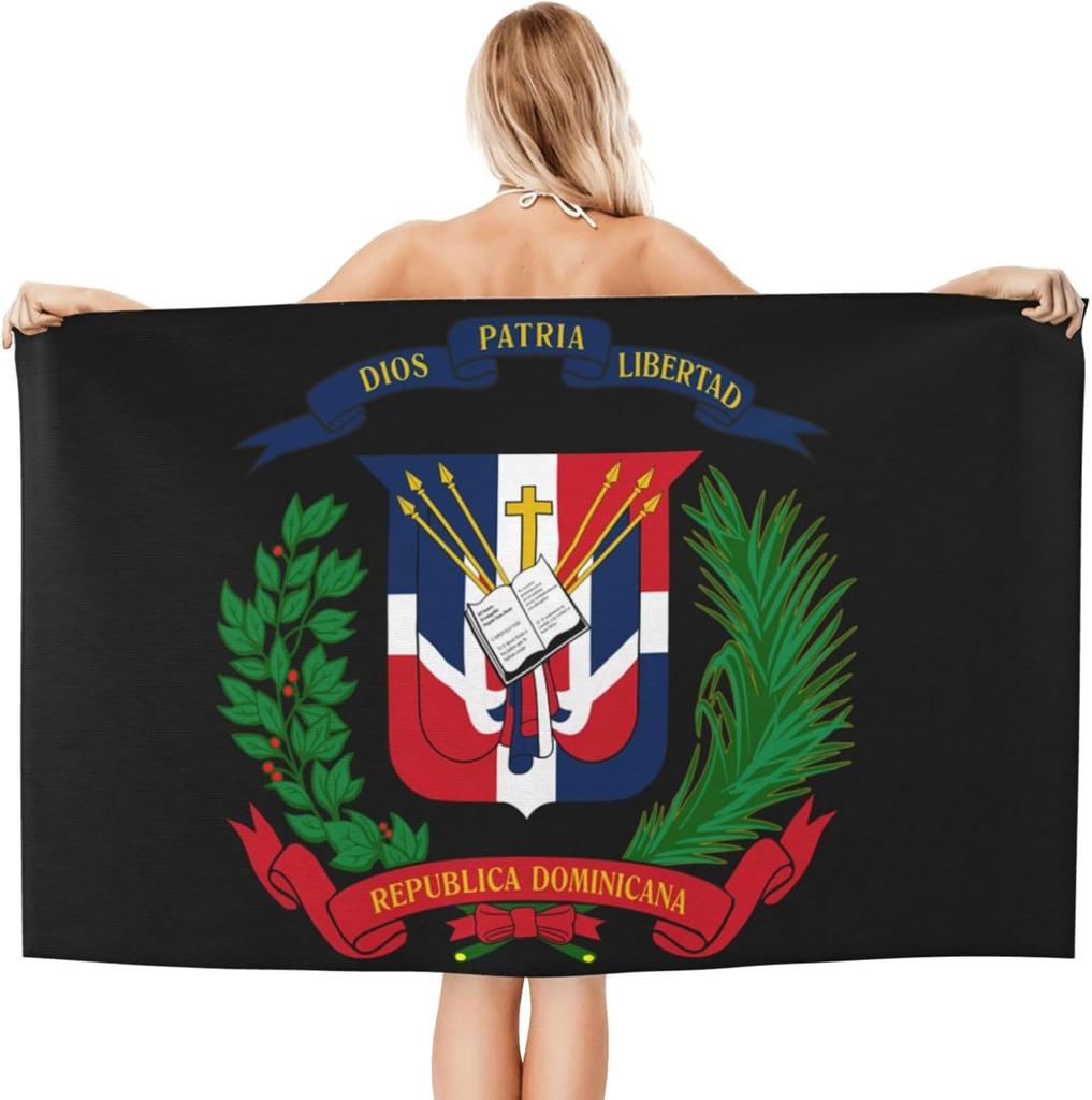 Dominican Republic Flag Beach Towel Fashionable Bath National Flag Style Blanket Lightweight Vintage Beach Towel Thin Towels