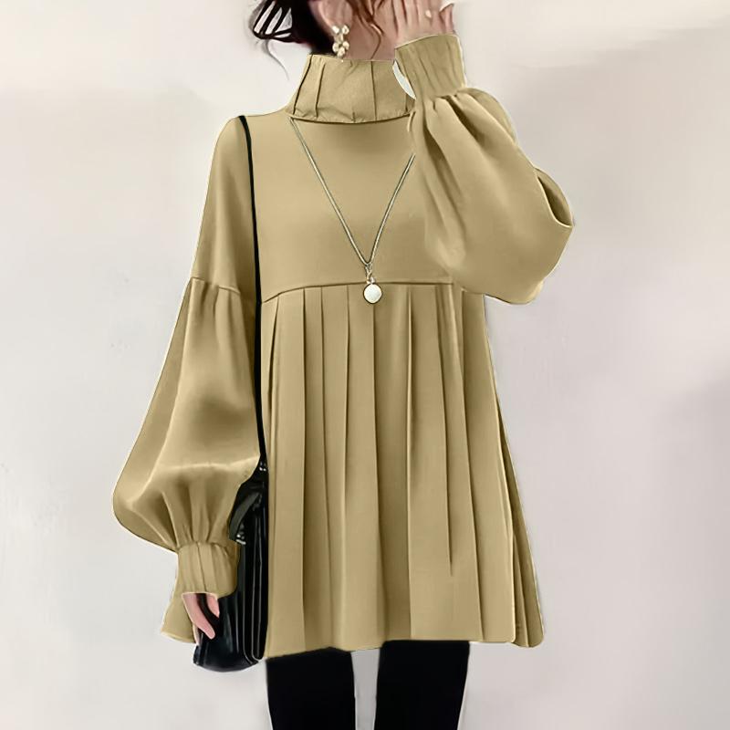 

ZANZEA Жіноча повсякденна вільна блузка-гольф з довгим рукавом, однотонна 3XL хакі