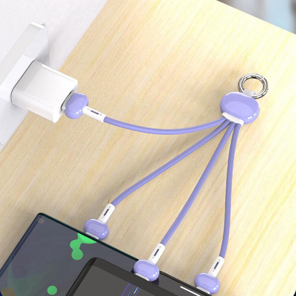 3 in 1 Data Cable Portable Liquid Pebbles Keychain Fast Charging Cable Multi Charging Cord