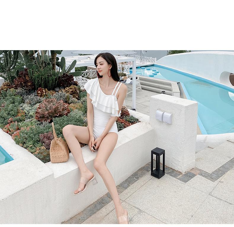 Women's 2025 Korean Style One-Piece Swimsuit: Solid Color, Sexy Backless, Belly-Covering, Conservative Student Bikini