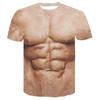 Camiseta da Moda Infantil Estampa Gráfica Engraçada de Músculos Simulados Camisetas para Menino e Menina Top de Verão Street Manga Curta Casual Roupa Infantil para Exterior