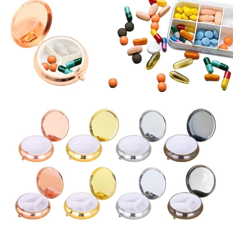 Pills Box Decorative Metal Medicine Organizers for Gift Compartment Medicine Pills Case Pills Carry Box for Pocket Purse
