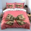 Dollar Bow On Pink Background Print Soft Comfortable Duvet Cover Bedding Set Included 1*Duvet Cover  2*Pillowcases Luxury Gift